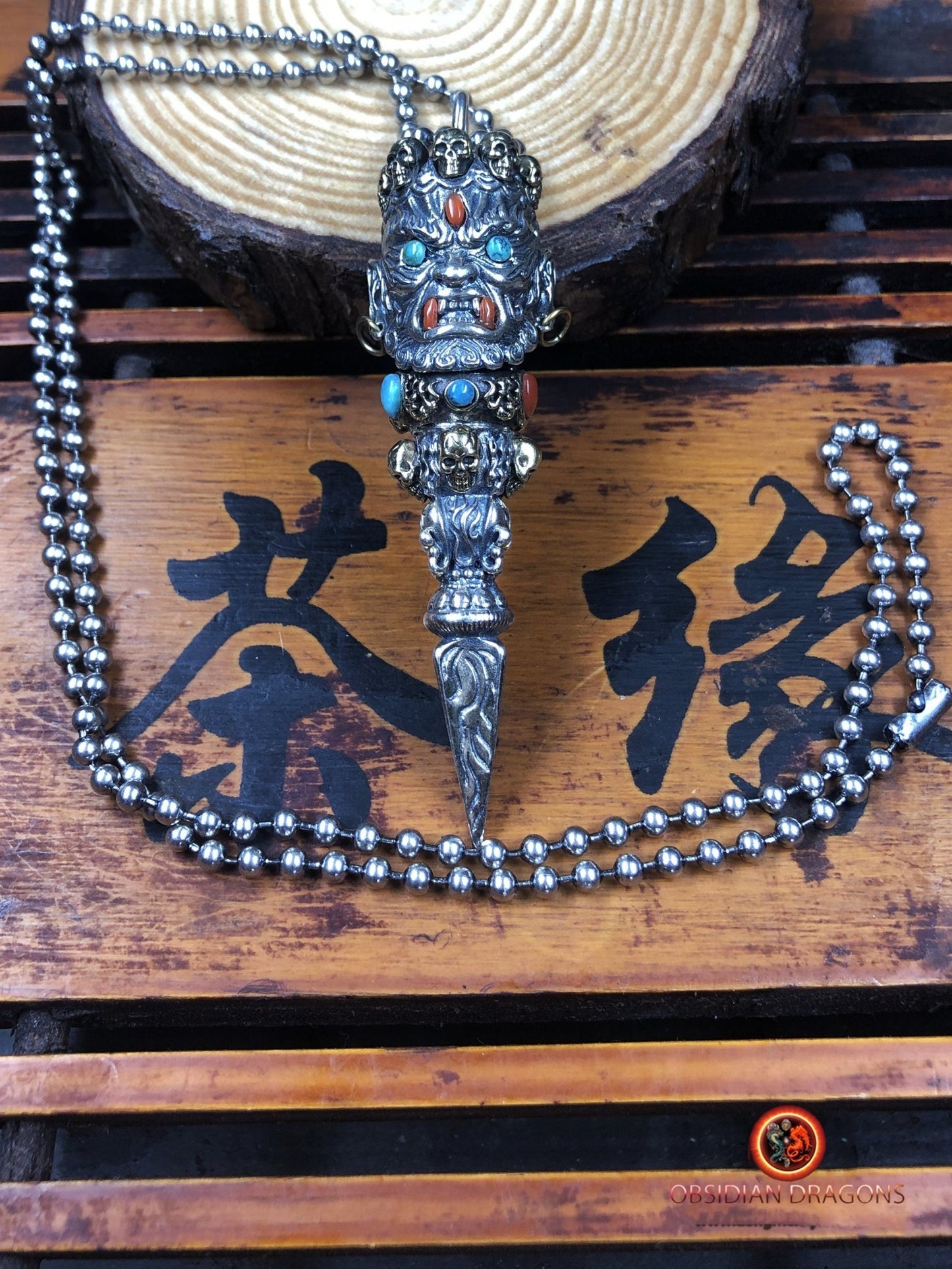Pendentif Phurba- Argent 925- Mahakala | obsidian dragons