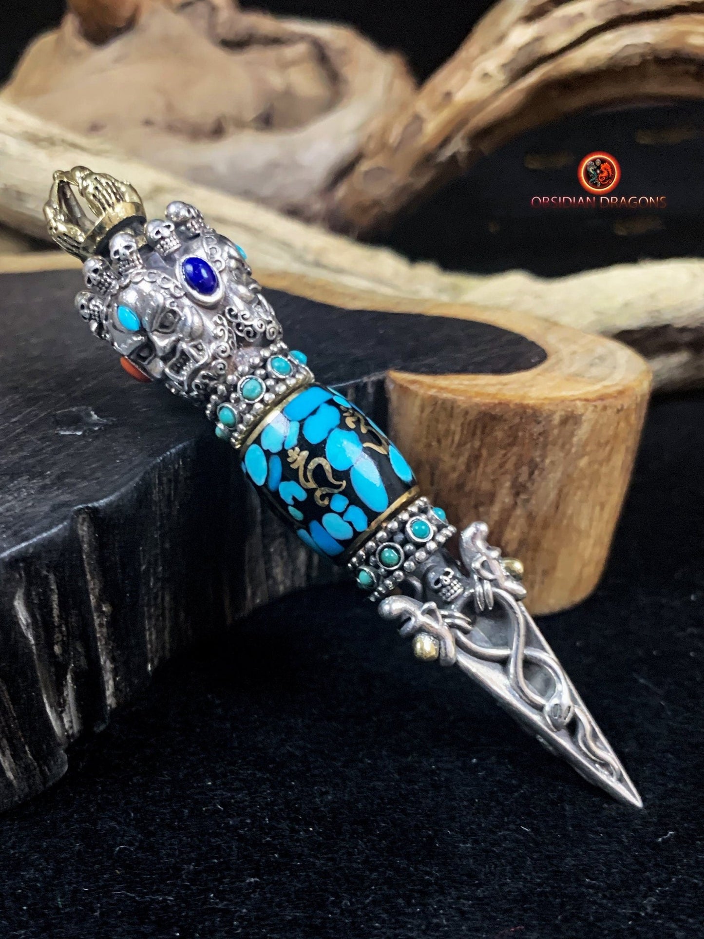 Pendentif Phurba Tibétain - Dissipez les Énergies Négatives | obsidian dragons