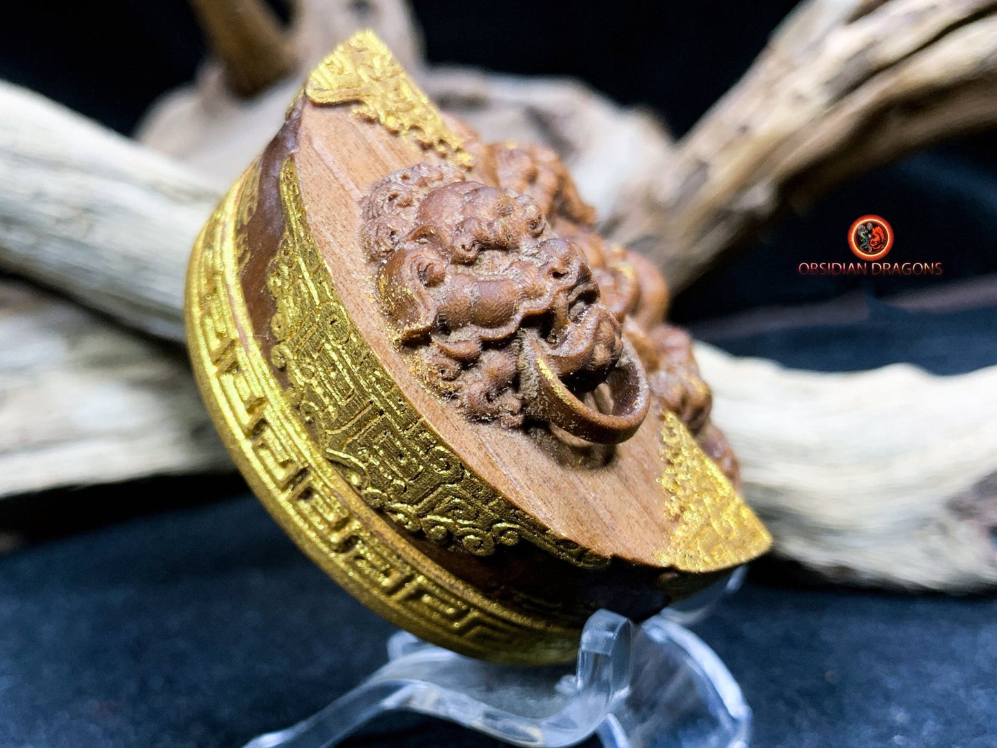 Pendentif Pixiu en santal- Lion gardien- Rare | obsidian dragons