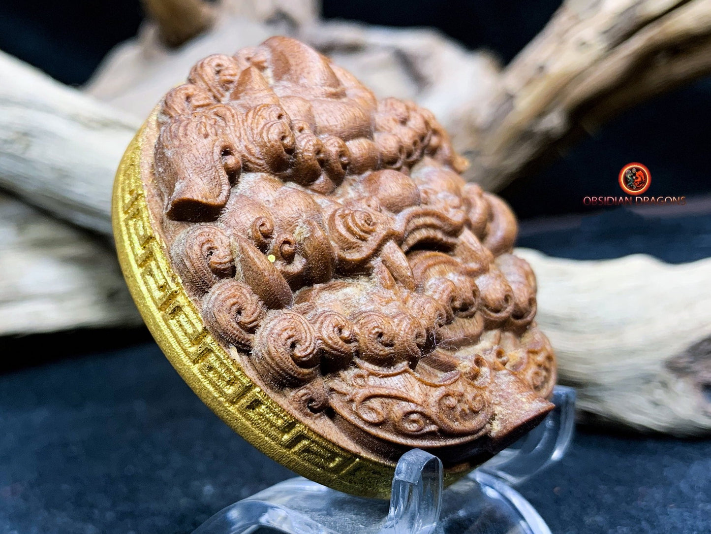 Pendentif Pixiu en santal- Rare pièce de collection | obsidian dragons