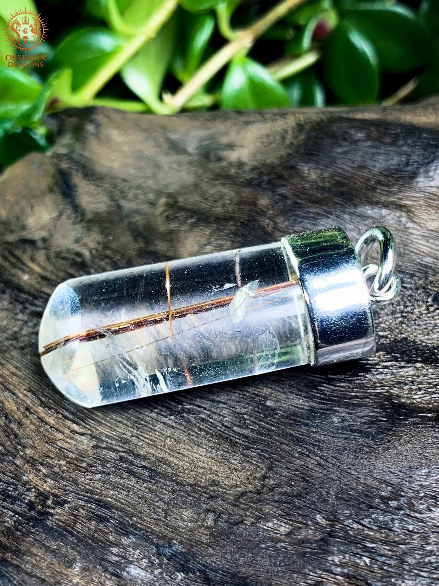 pendentif quartz tourmaline et rutile - Ancrage et Clarté - obsidian dragons