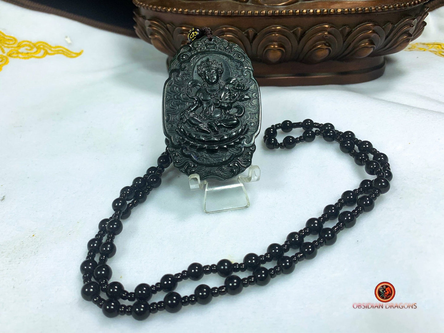 Pendentif Tara Verte en jade néphrite naturel | obsidian dragons