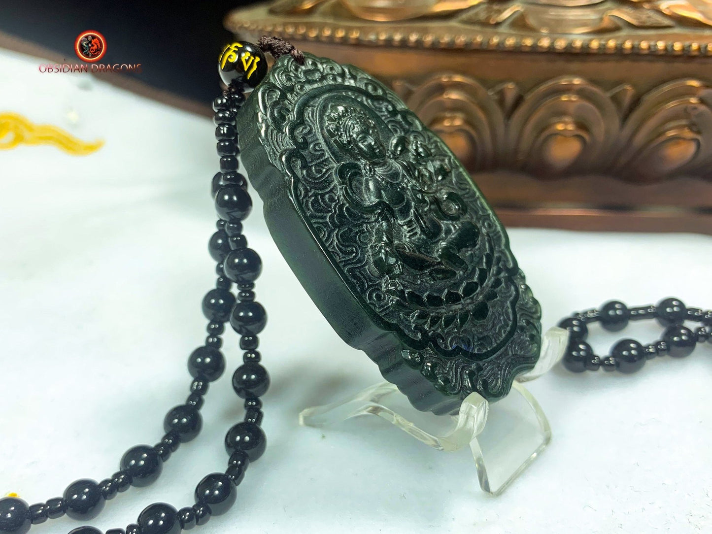Pendentif Tara Verte en jade néphrite naturel | obsidian dragons