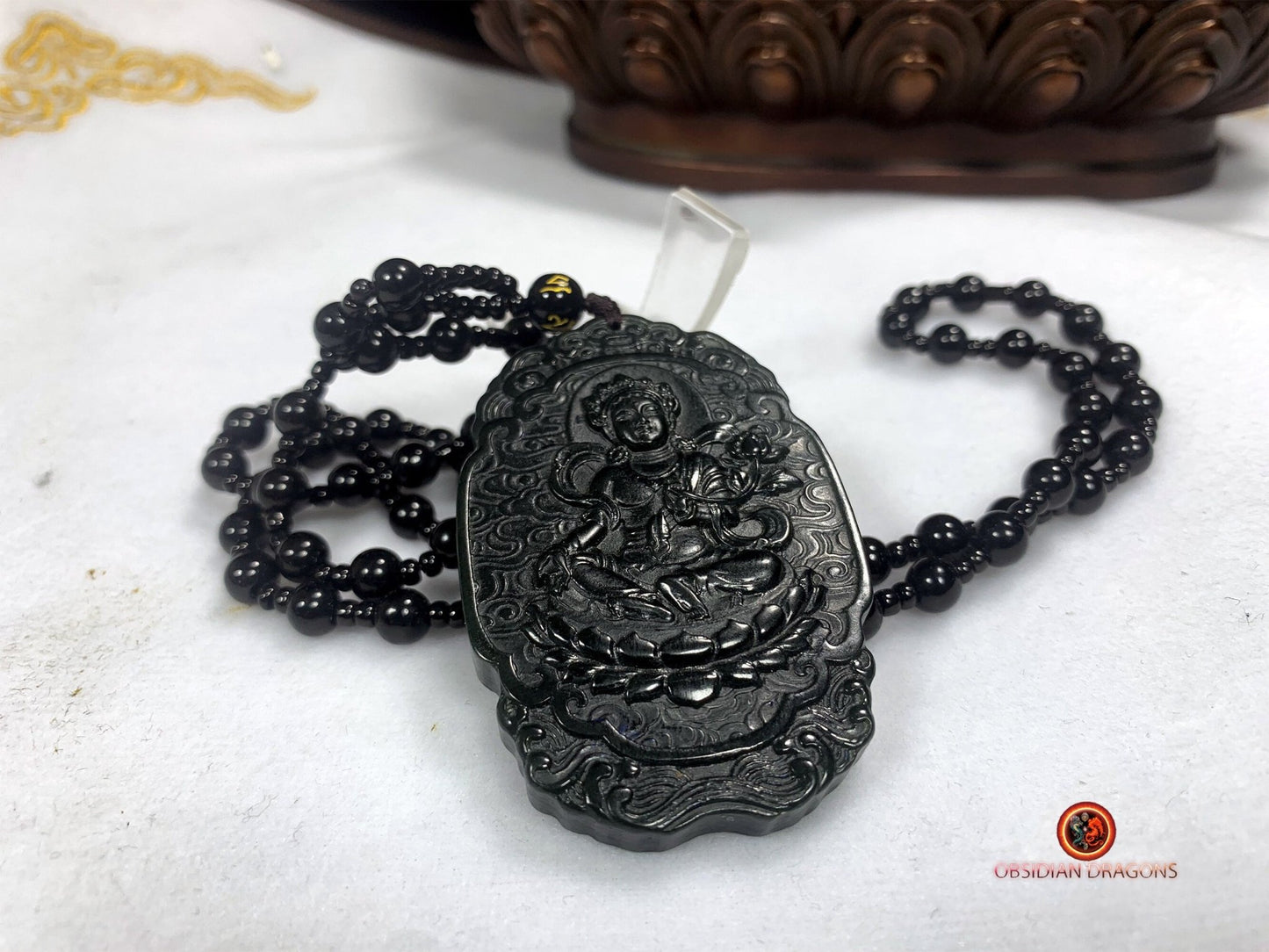Pendentif Tara Verte en jade néphrite naturel | obsidian dragons