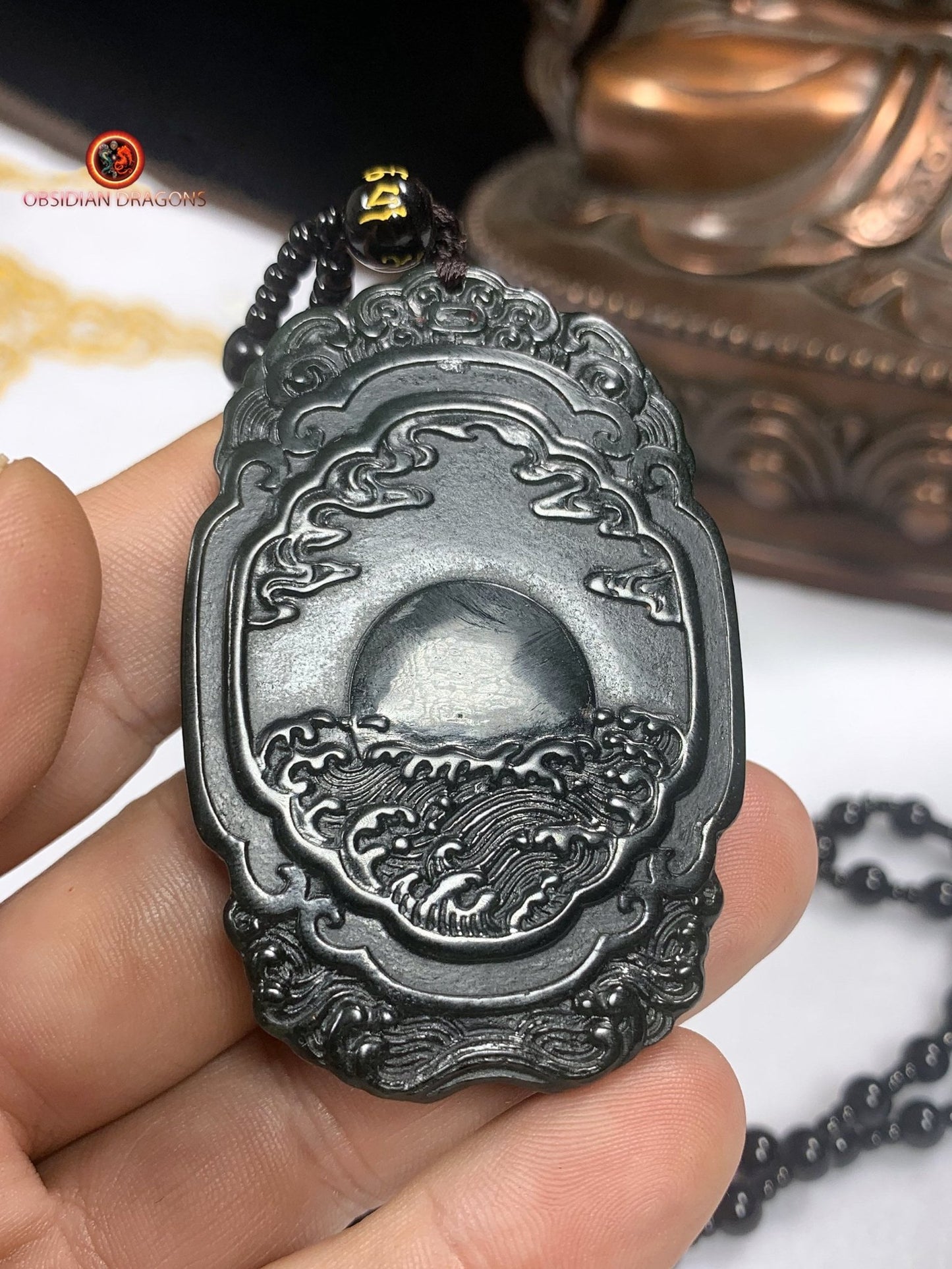 Pendentif Tara Verte en jade néphrite naturel | obsidian dragons