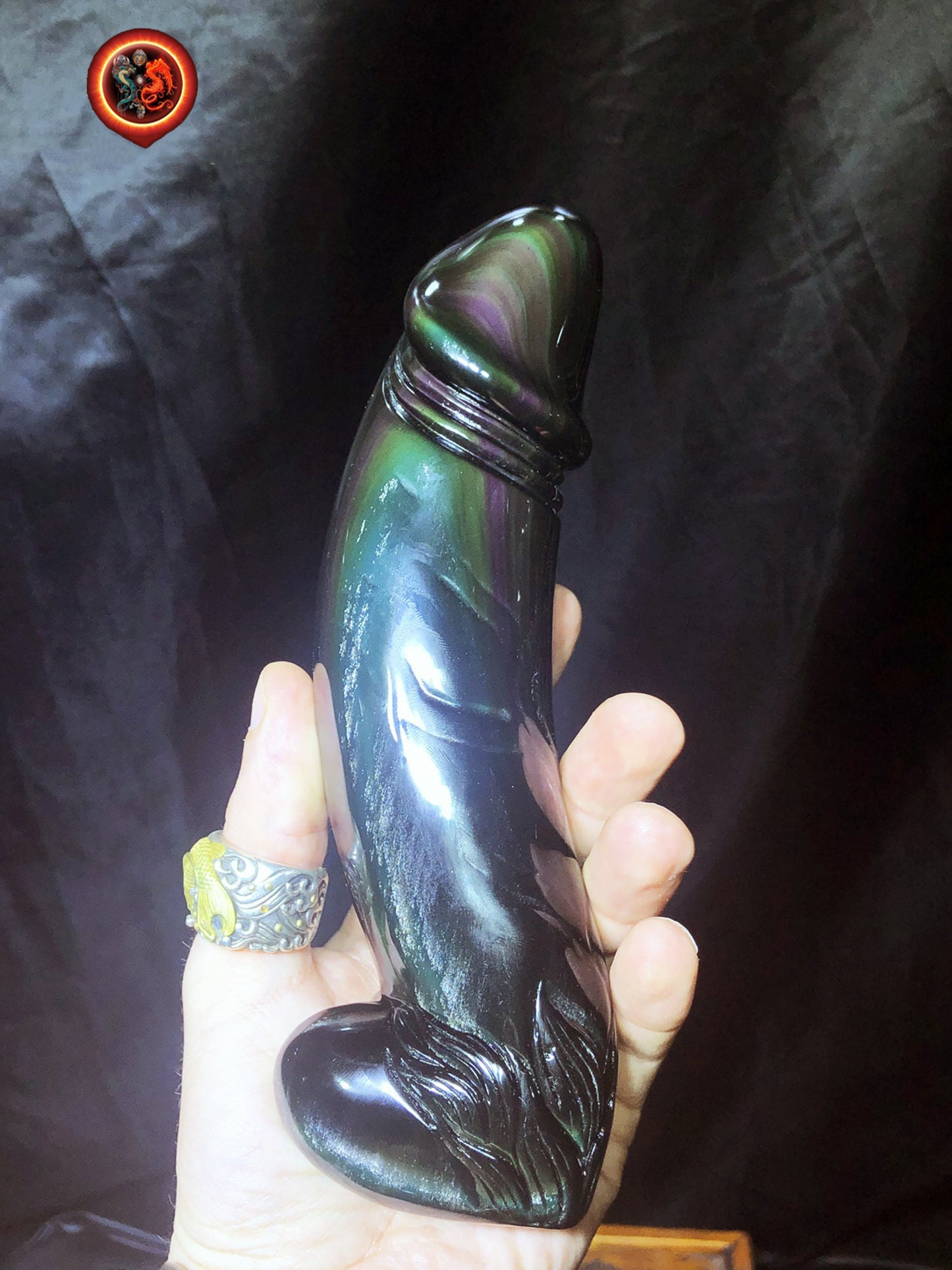 sculpture de phallus en obsidienne oeil celeste. Entièrement sculpté à la main. Pièce unique Obsidienne de qualité A+ - obsidian dragon