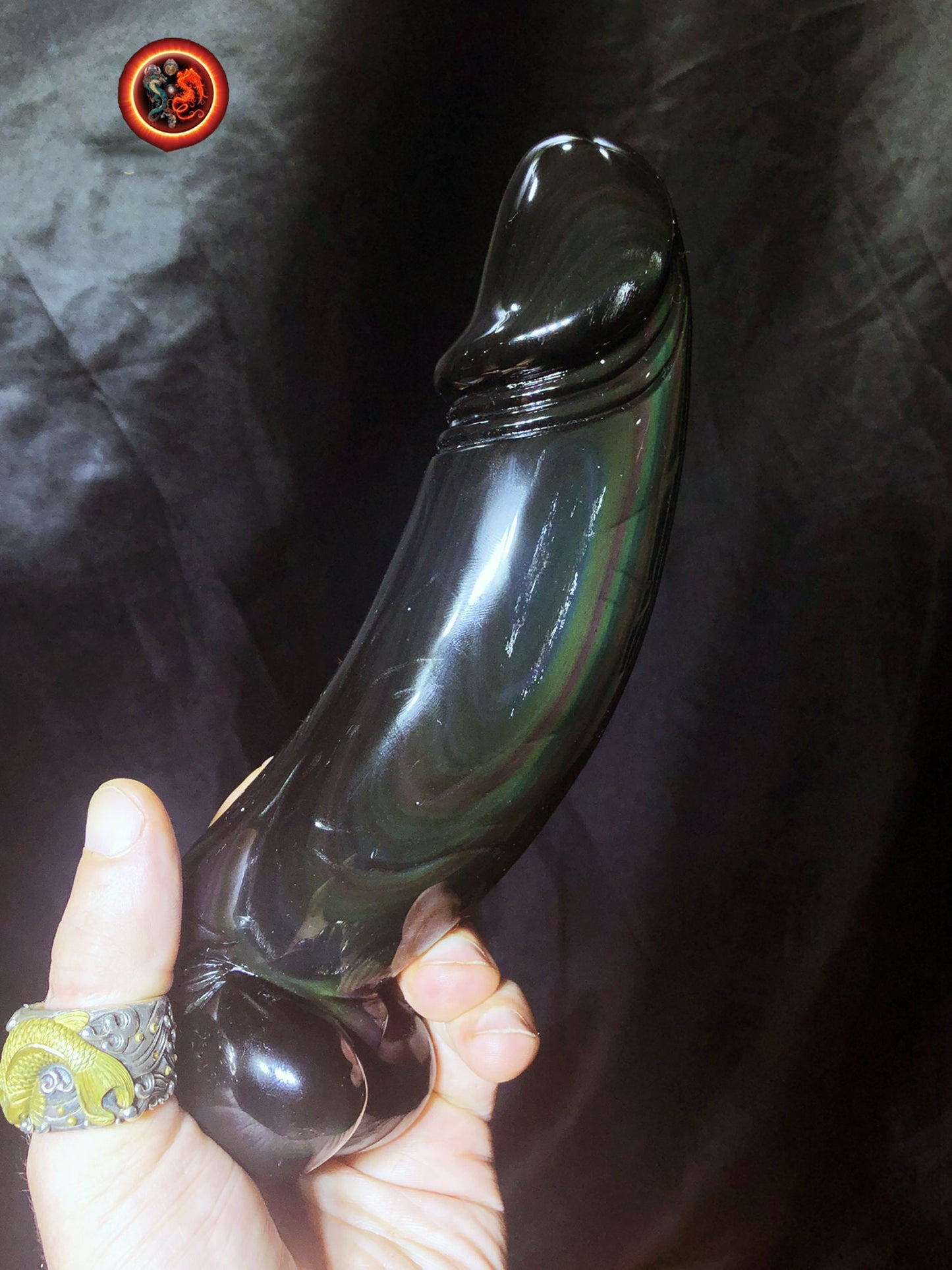 sculpture de phallus en obsidienne oeil celeste. Entièrement sculpté à la main. Pièce unique Obsidienne de qualité A+ - obsidian dragon