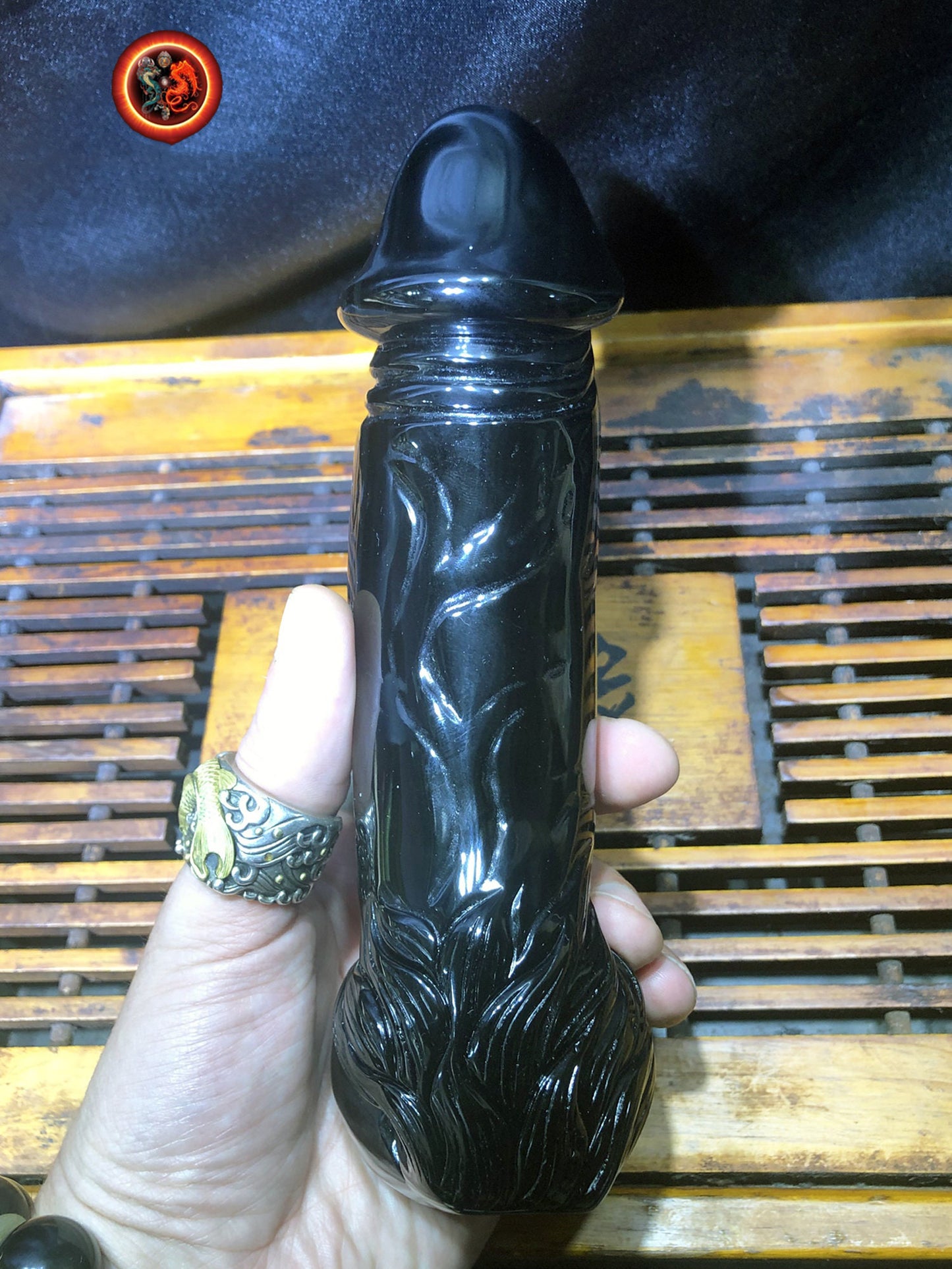sculpture de phallus en obsidienne oeil celeste. Entièrement sculpté à la main. Pièce unique Obsidienne de qualité A+ - obsidian dragon