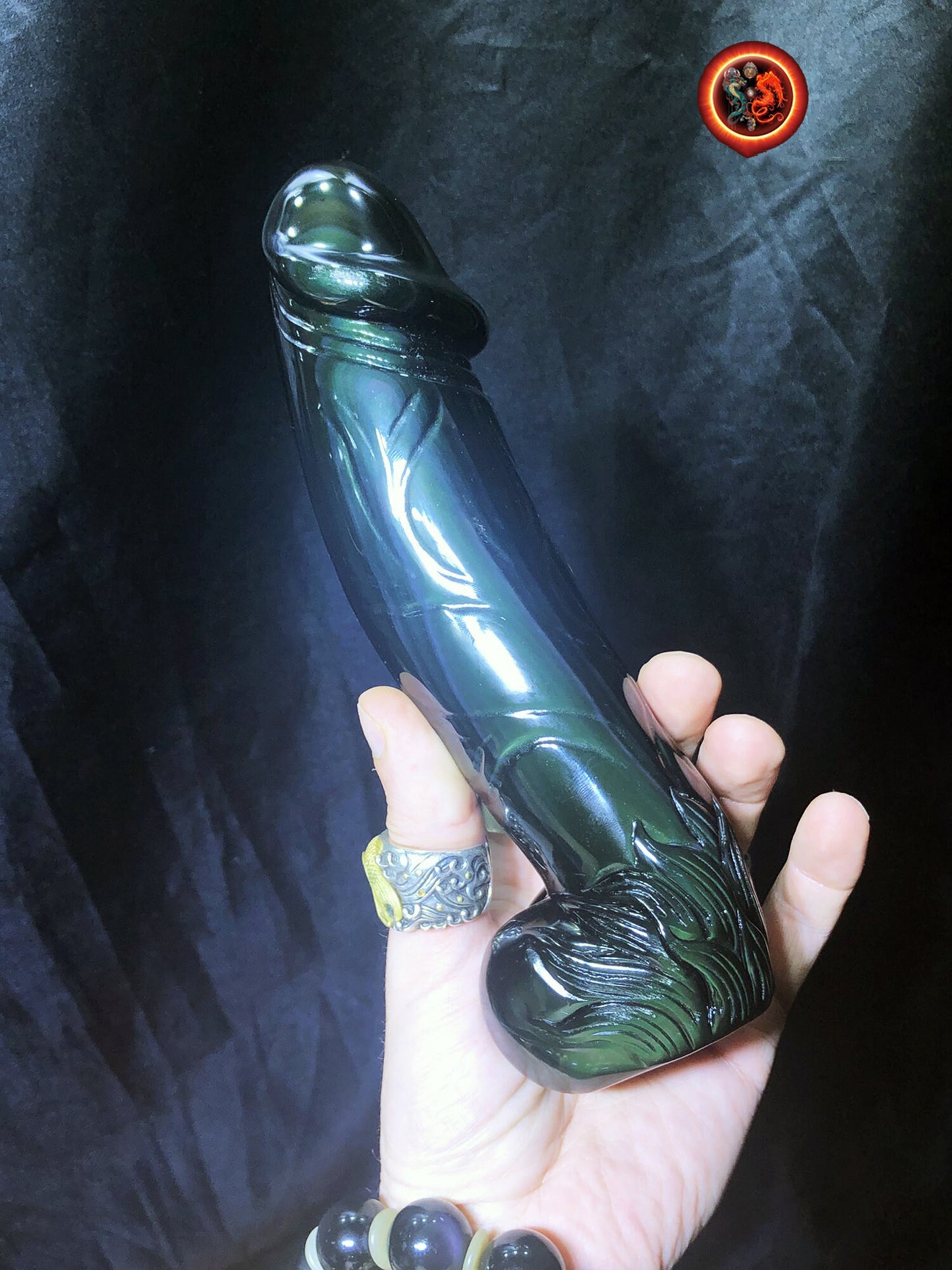 sculpture de phallus en obsidienne oeil celeste. Entièrement sculpté à la main. Pièce unique Obsidienne de qualité A+ - obsidian dragon