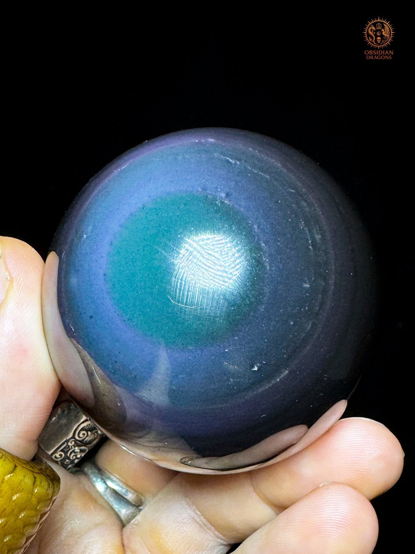 Sphère en obsidienne œil céleste exceptionnelle – jaune rare - obsidian dragons