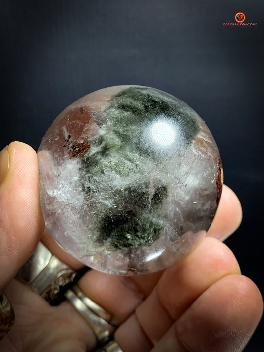 sphère de quartz chlorite - boule de cristal - pièce unique | obsidian dragons