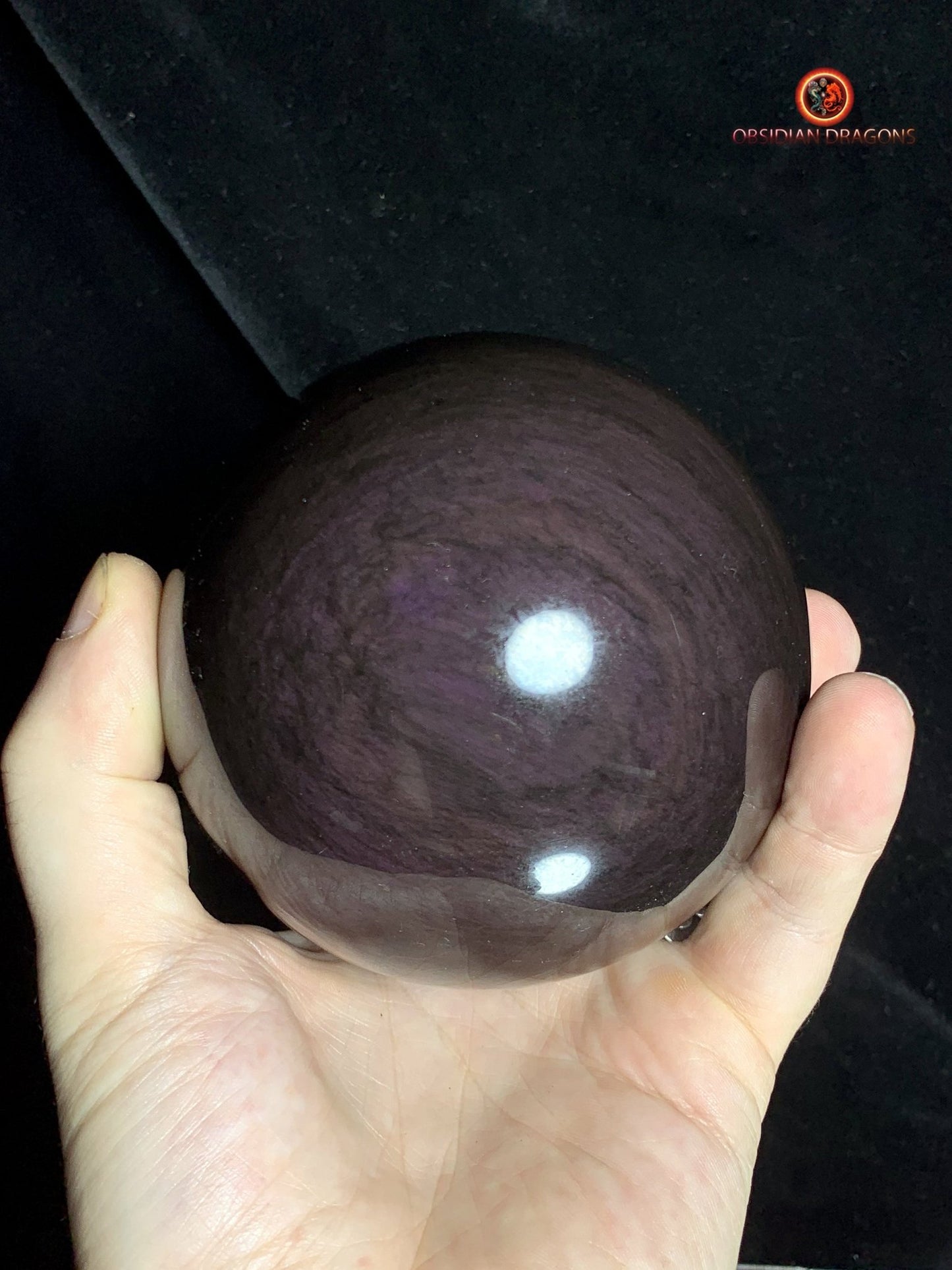 Sphère en Obsidienne Menta Huichol- Diamètre 10cm- 1,186kg | obsidian dragons