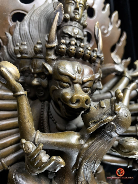 Statuette de Yamantaka en bronze- Yab yum tibétain | obsidian dragons