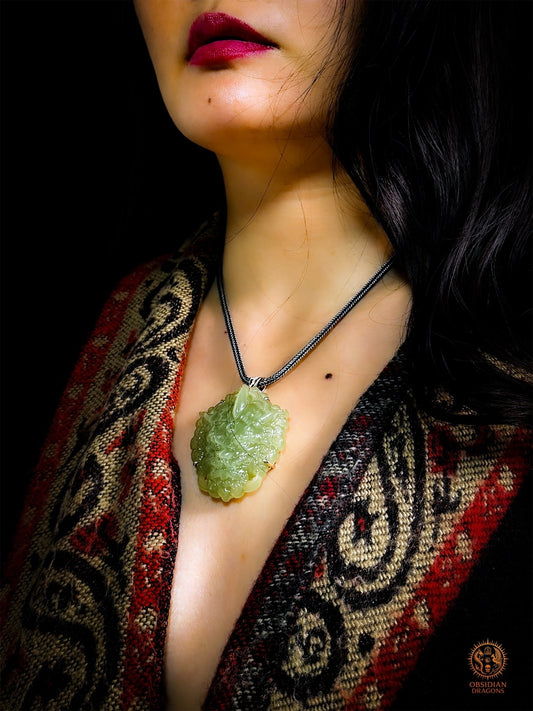 Talisman Pixiu en jade naturel du Qinghai – Pièce unique | obsidian dragons