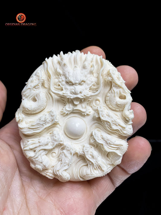 Talisman dragon - Ivoire de mammouth - Protection Feng Shui | obsidian dragons