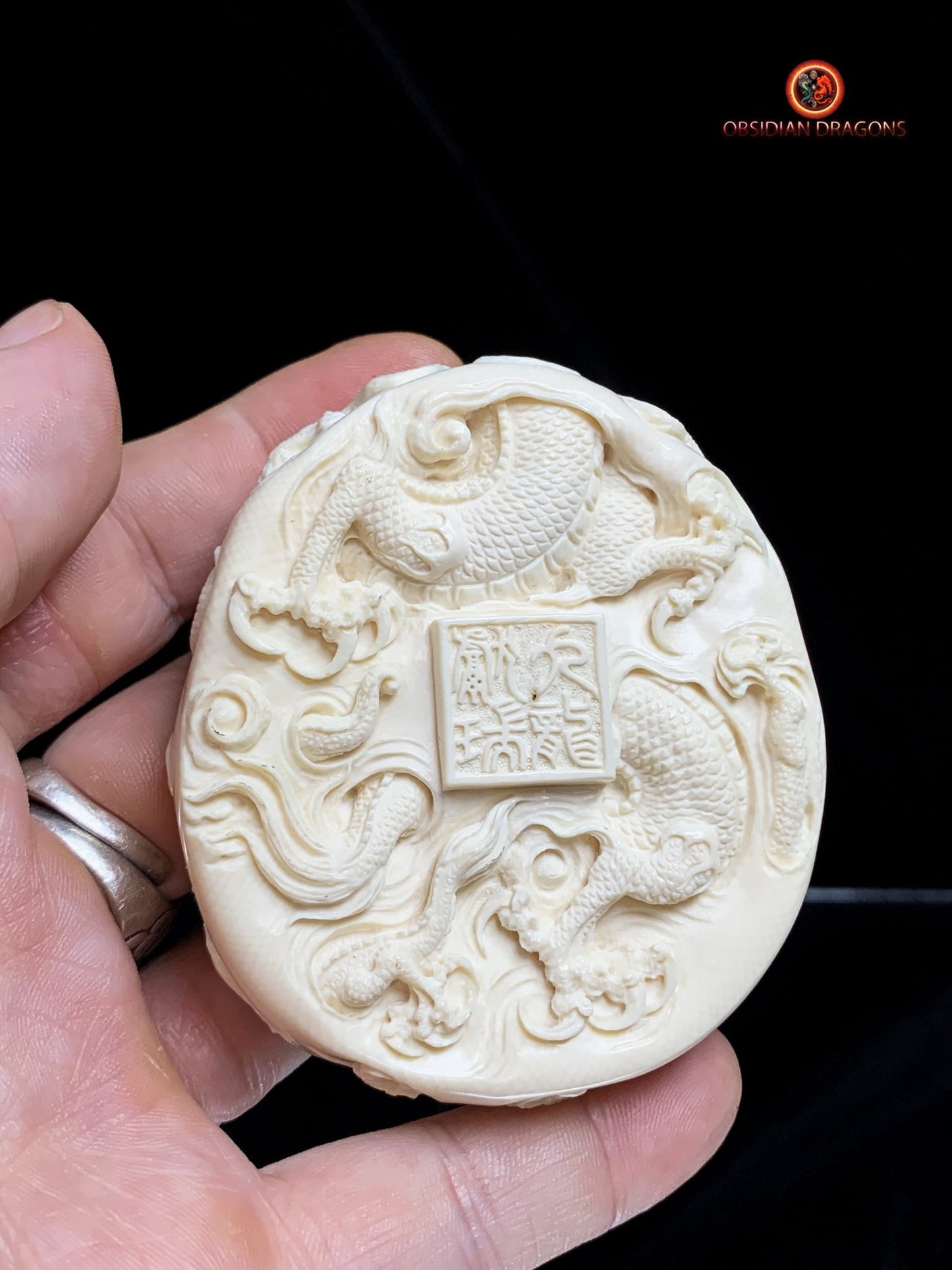 Talisman dragon - Ivoire de mammouth - Protection Feng Shui | obsidian dragons