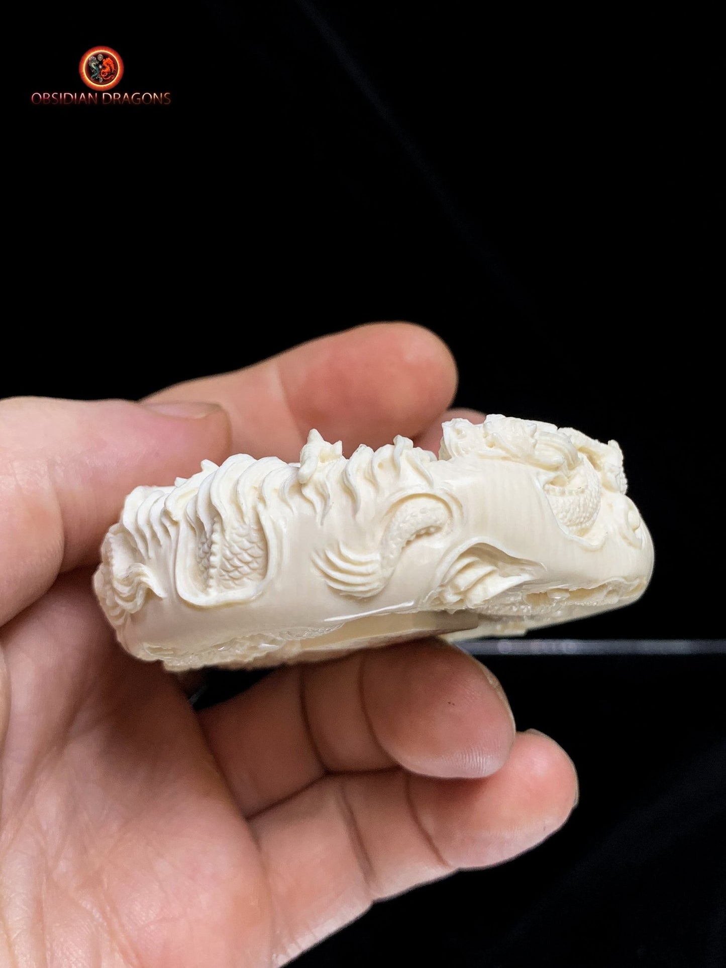 Talisman dragon - Ivoire de mammouth - Protection Feng Shui | obsidian dragons