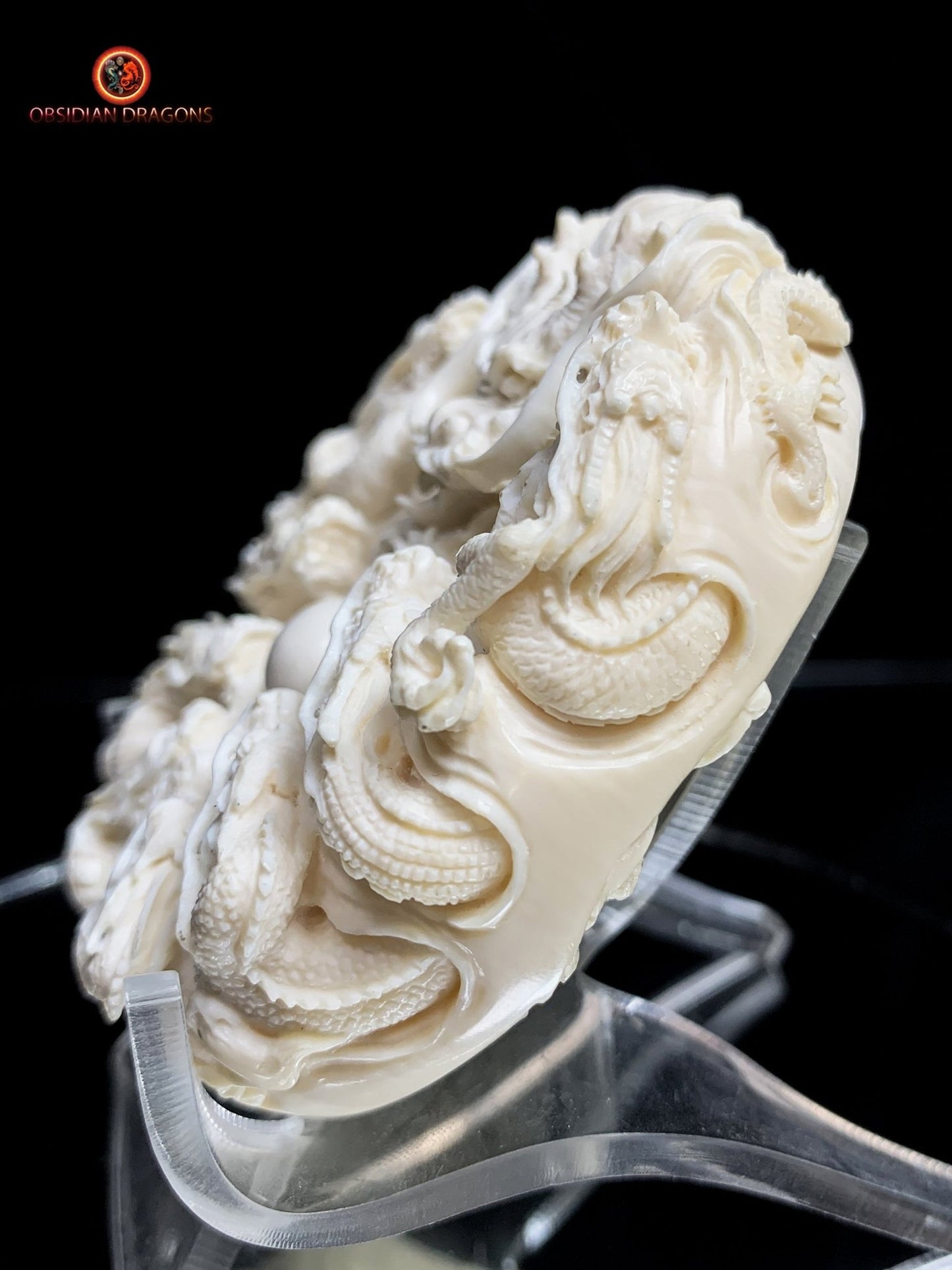 Talisman dragon - Ivoire de mammouth - Protection Feng Shui | obsidian dragons