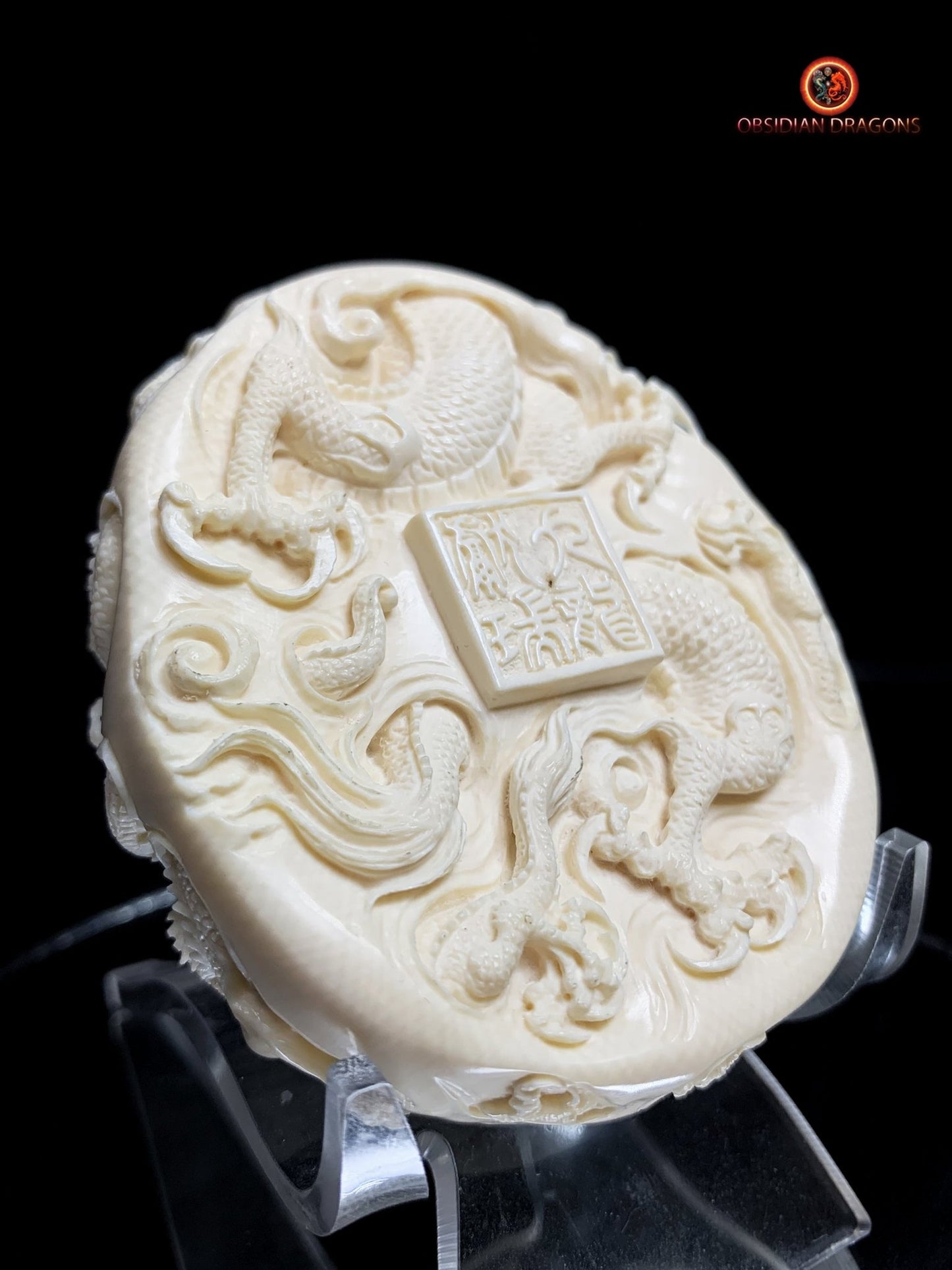 Talisman dragon - Ivoire de mammouth - Protection Feng Shui | obsidian dragons