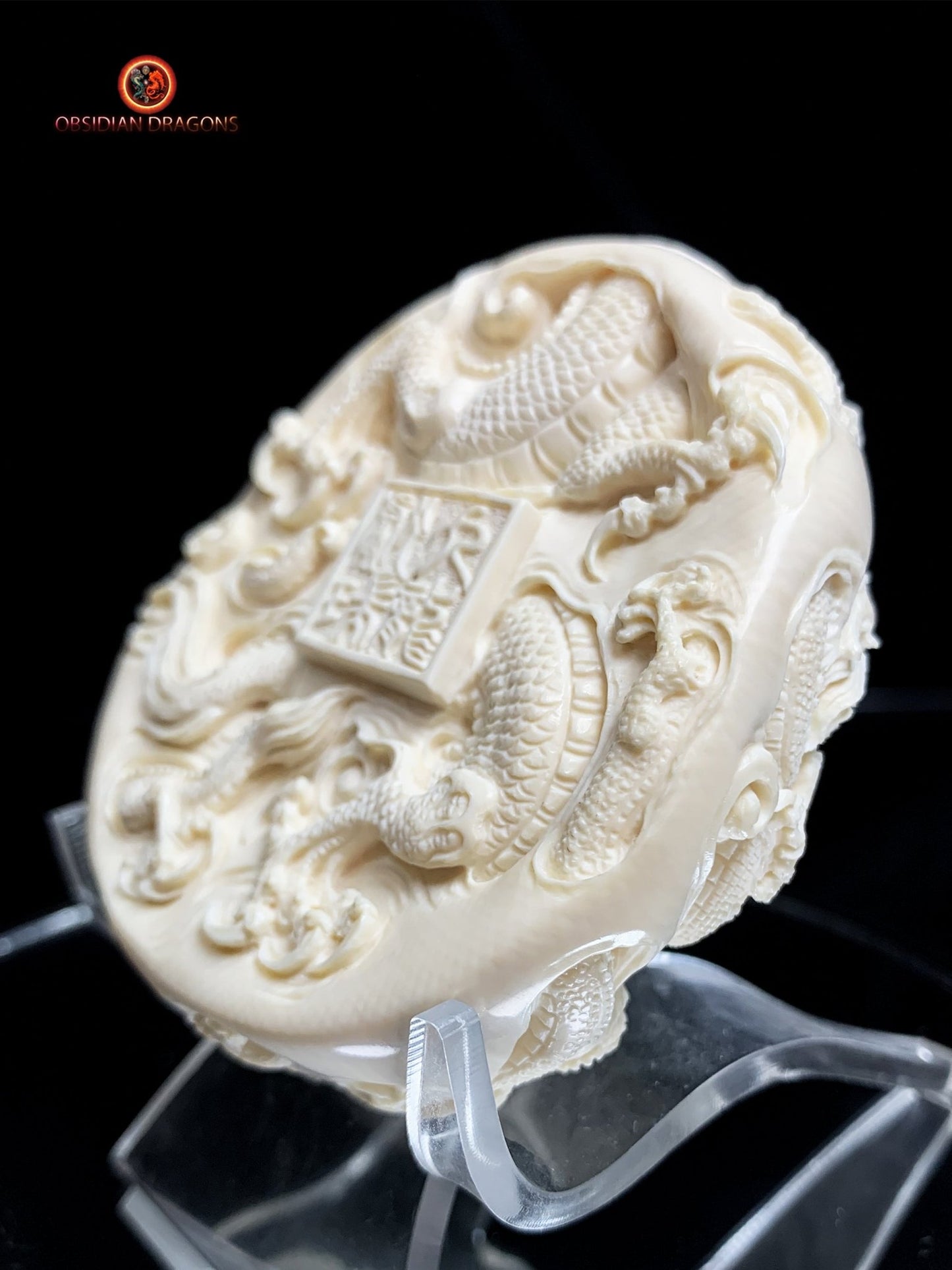 Talisman dragon - Ivoire de mammouth - Protection Feng Shui | obsidian dragons