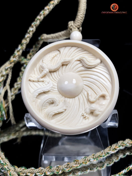 Talisman Feng Shui 4 animaux célestes - Ivoire de mammouth | obsidian dragons