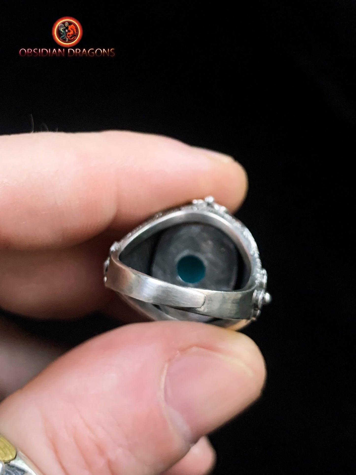 Bague en amazonite serti argent filigrané | obsidian dragons
