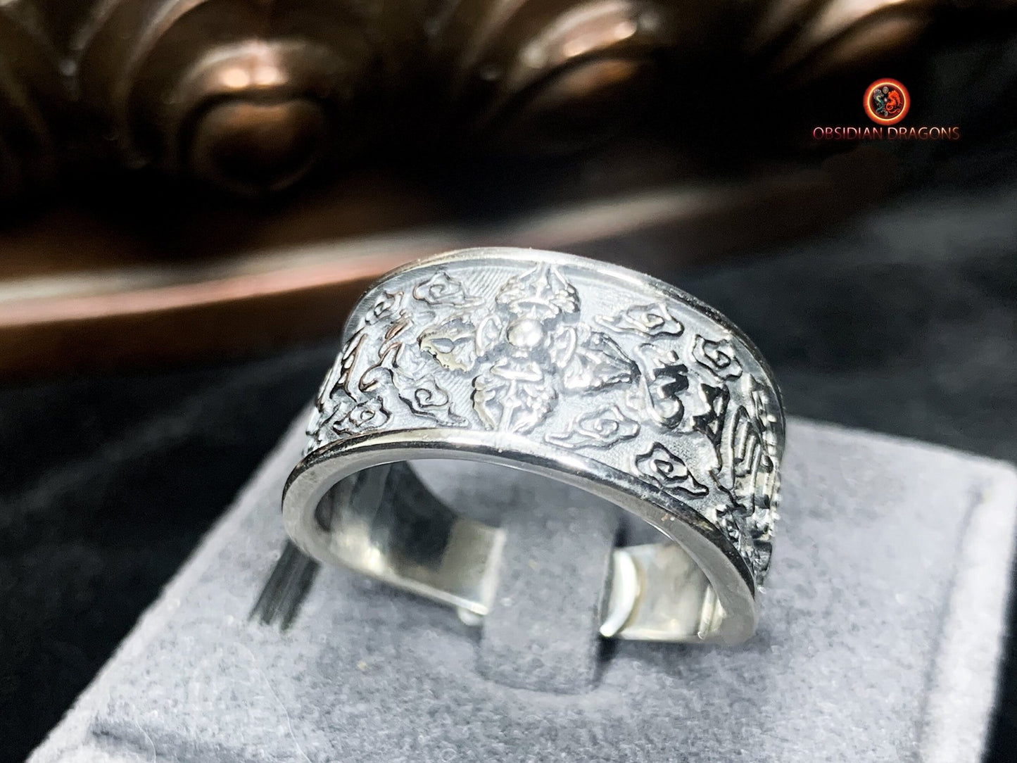 bague bouddhiste tibétaine- Dorje- Om mani padme hum