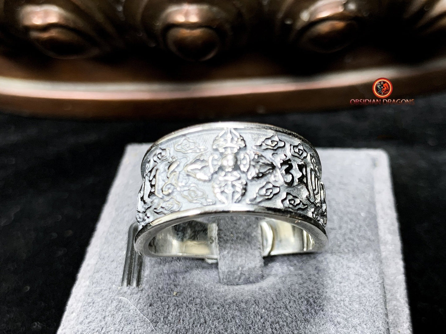 bague bouddhiste tibétaine- Dorje- Om mani padme hum