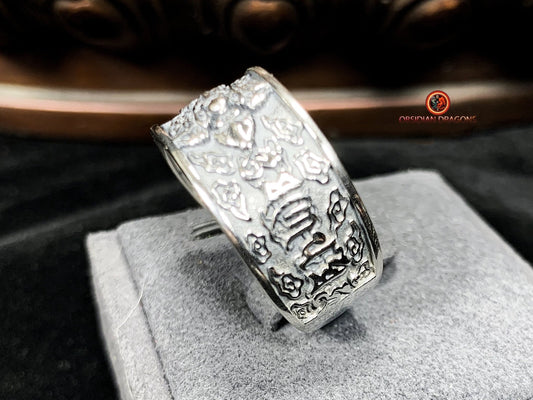 bague bouddhiste tibétaine- Dorje- Om mani padme hum