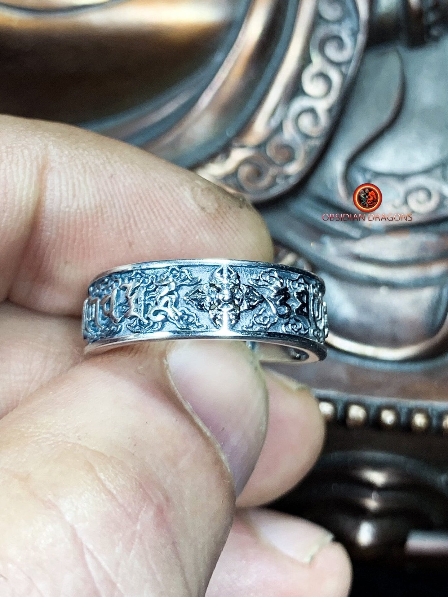 bague bouddhiste tibétaine- Dorje- Mantra compassion