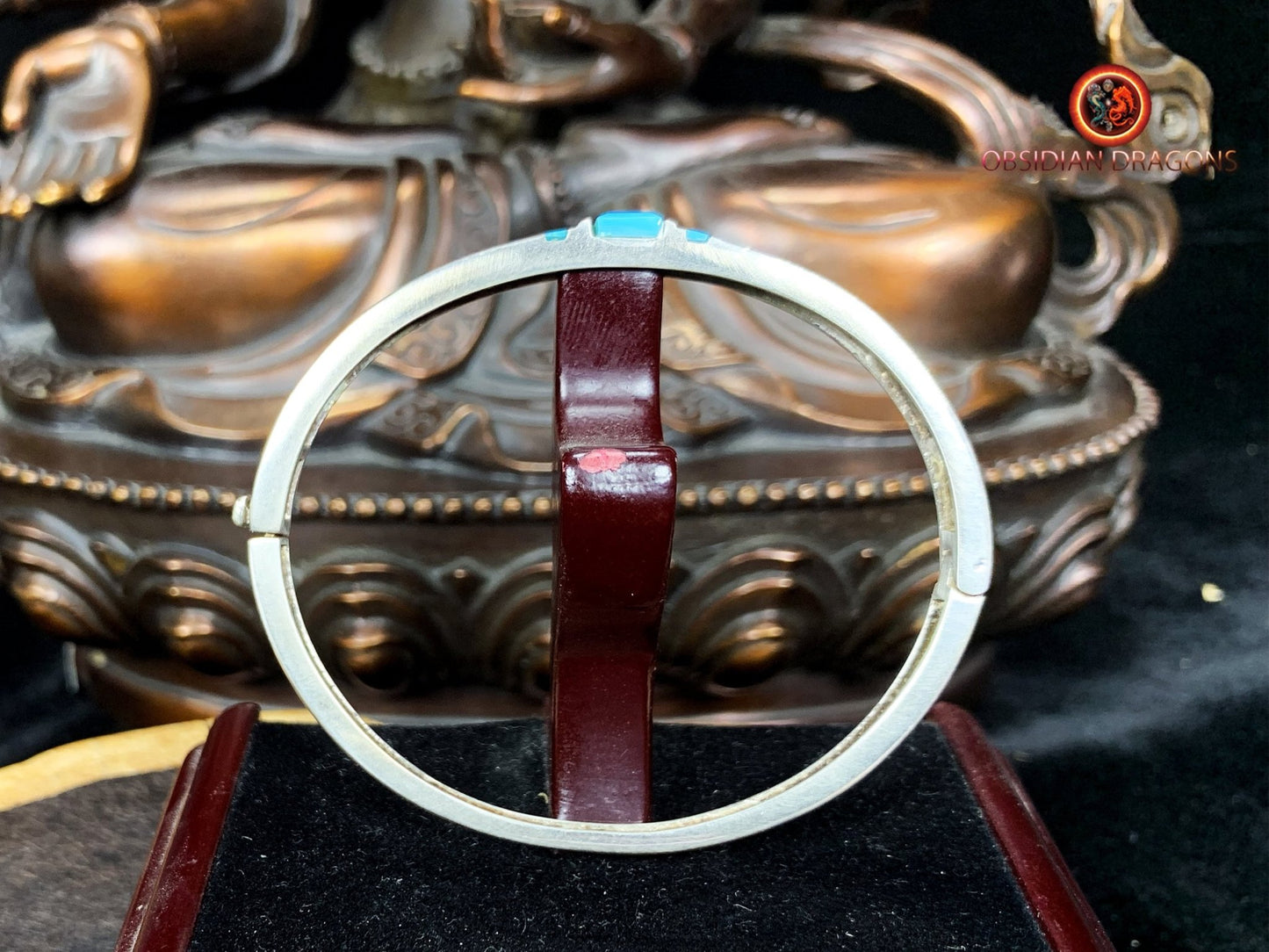 Bracelet manchette ethnique- turquoise- argent 925