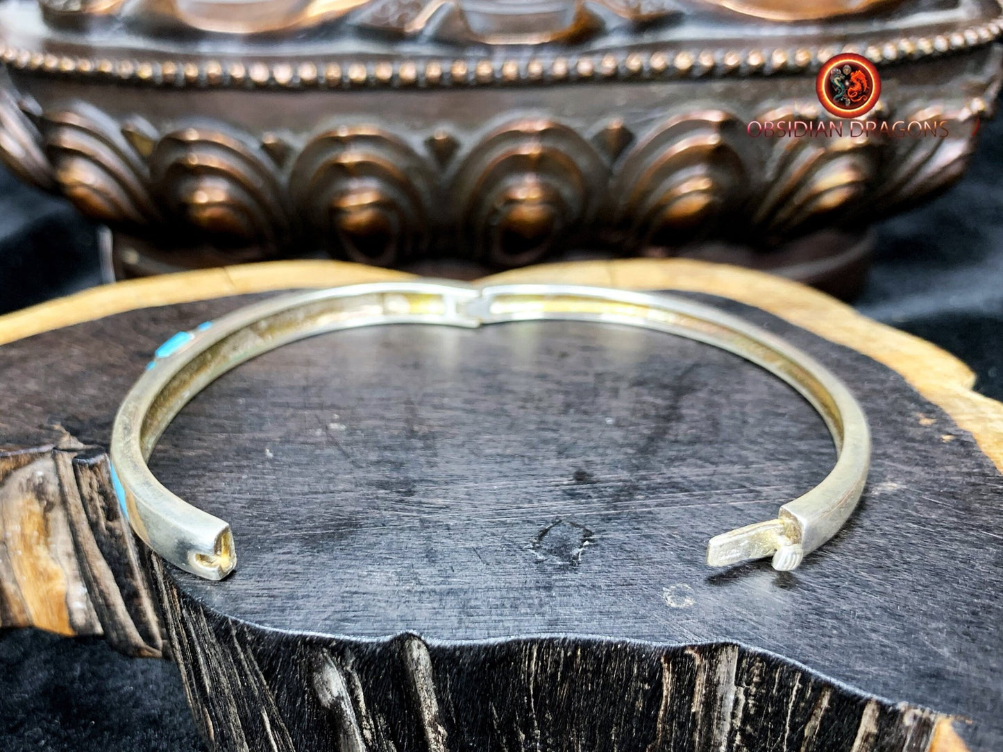 Bracelet manchette ethnique- turquoise- argent 925