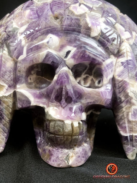 crâne de cristal chef indien en améthyste- rare