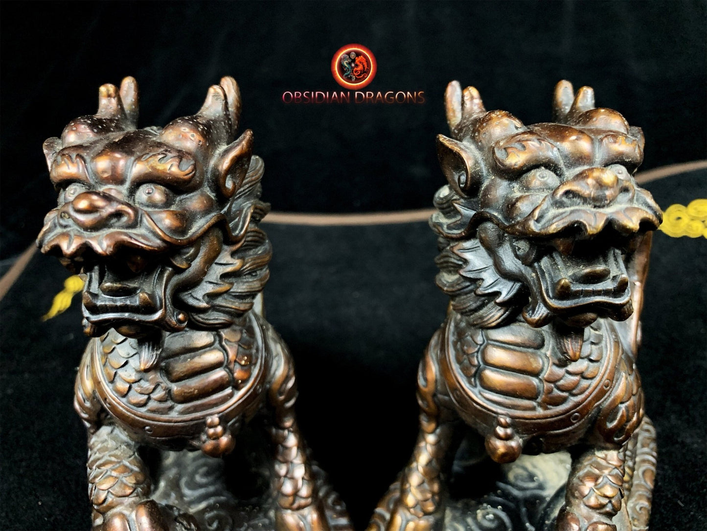 Couple de Kirin- Statuettes Feng Shui en bronze