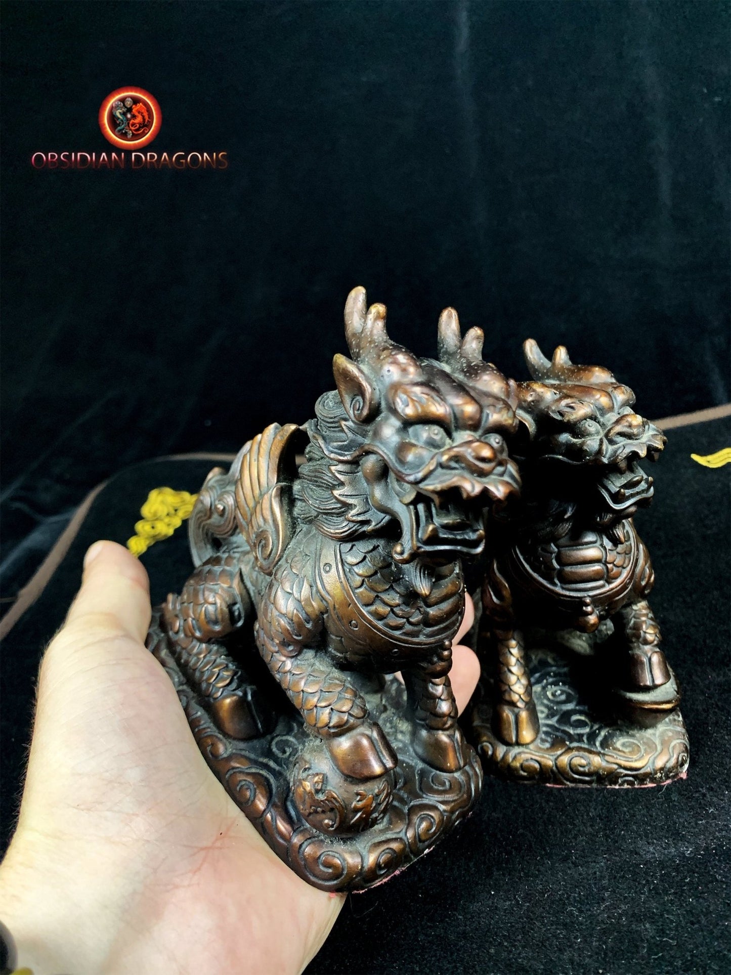 Couple de Kirin- Statuettes Feng Shui en bronze