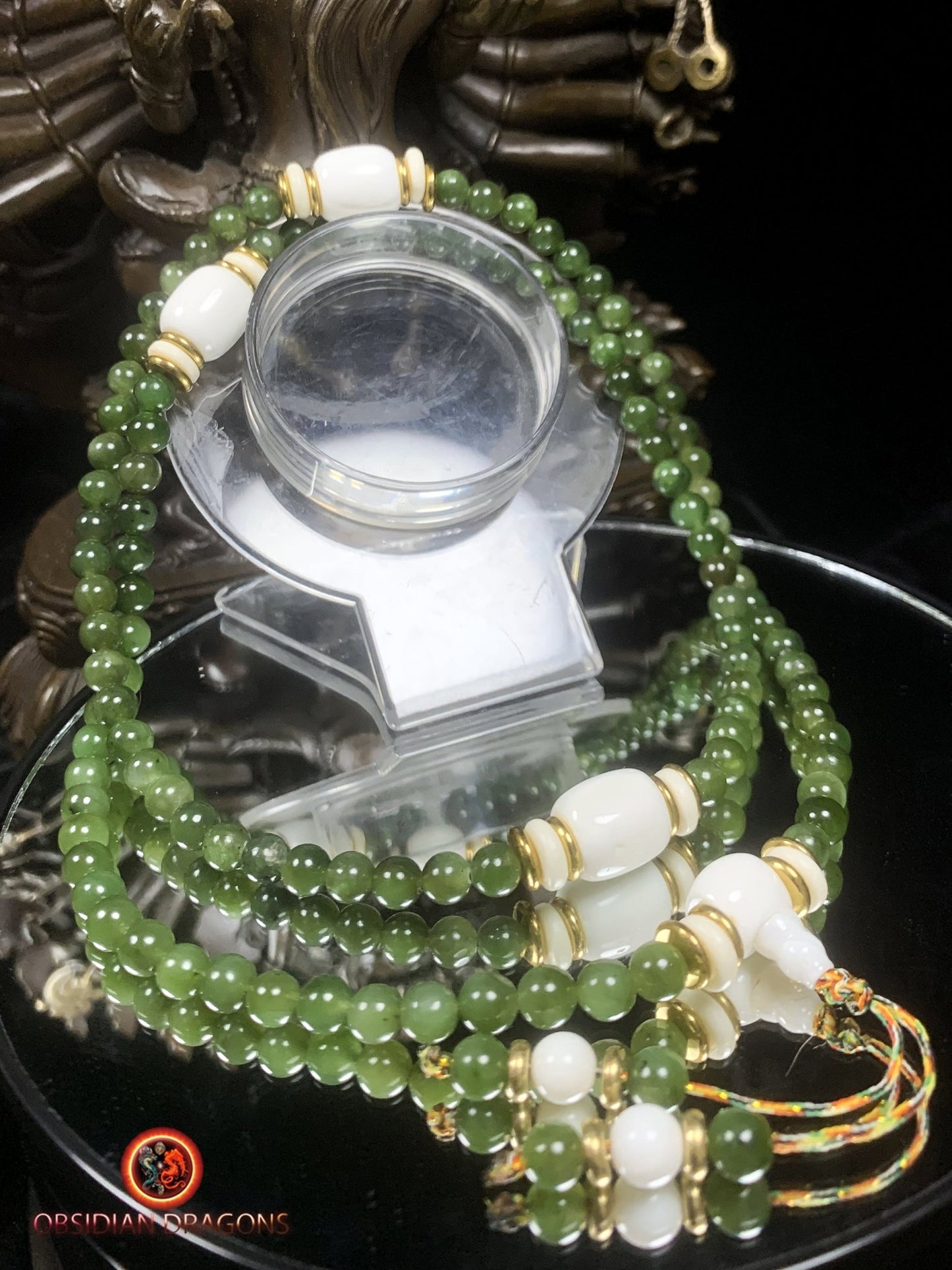 Mala en Jade vert et nacre