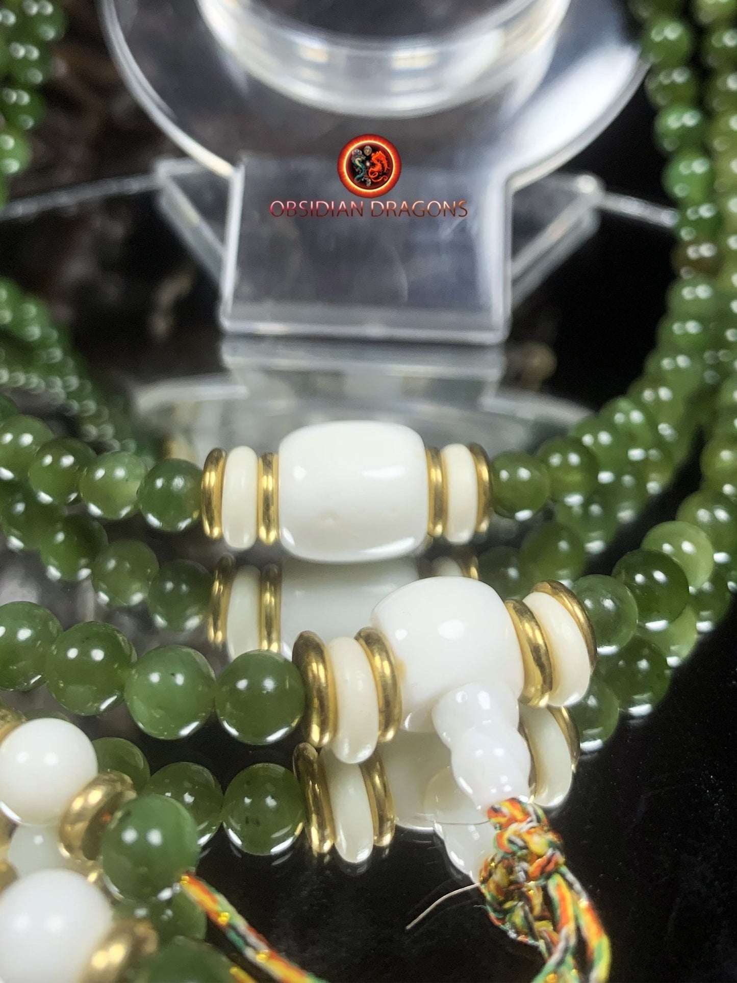 Mala en Jade vert et nacre