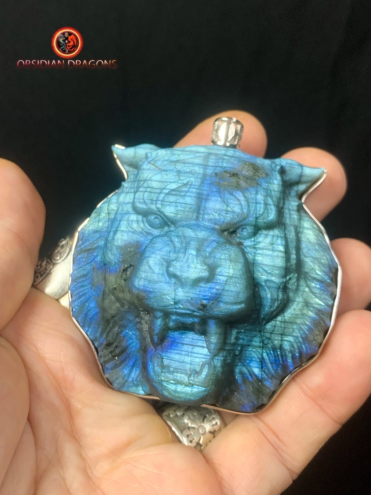 pendentif tigre en labradorite- Argent 925
