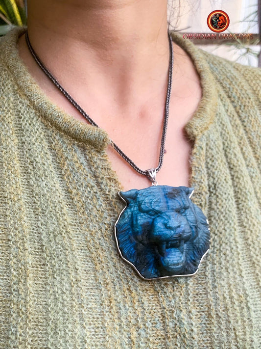 pendentif tigre en labradorite- Argent 925