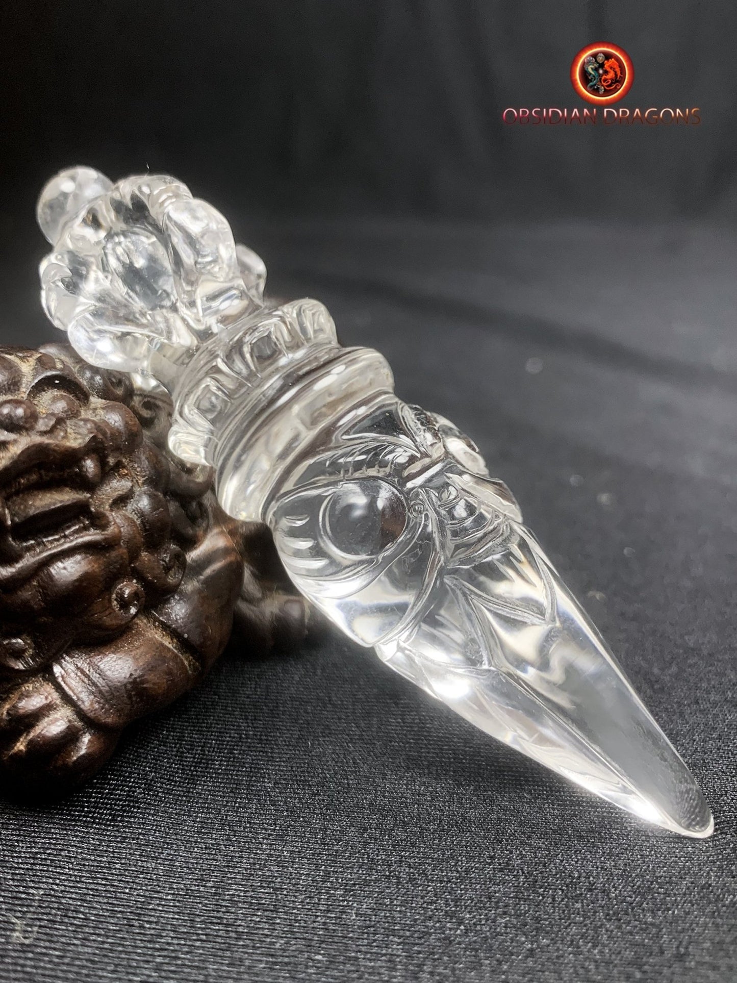 Dague Phurba en cristal de roche- Qualité gemme