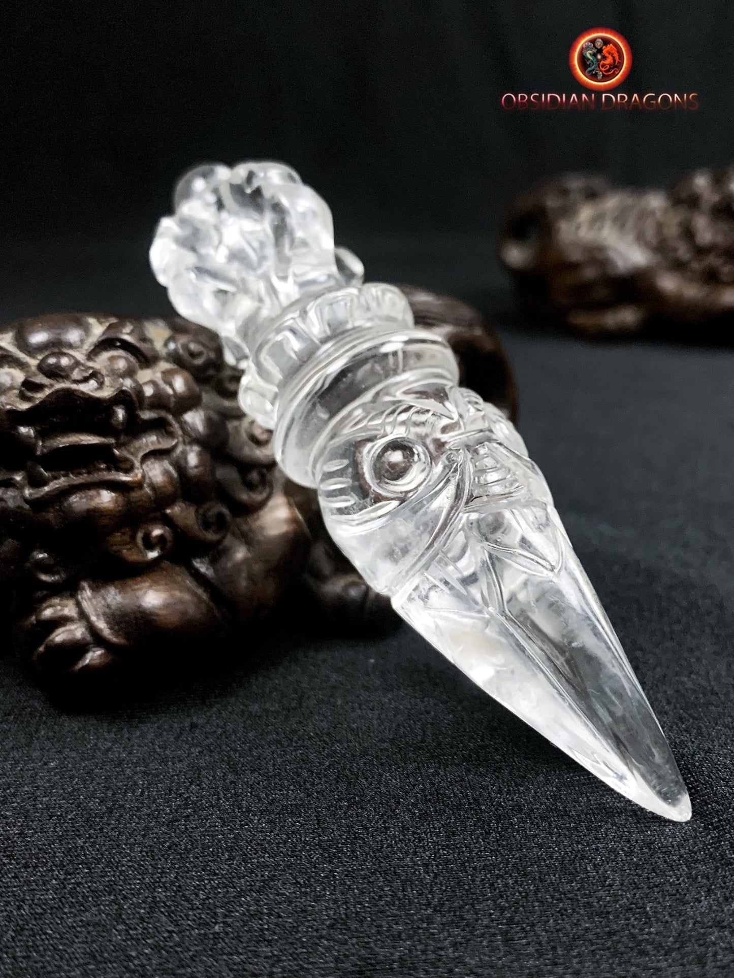 Dague Phurba en cristal de roche- Qualité gemme