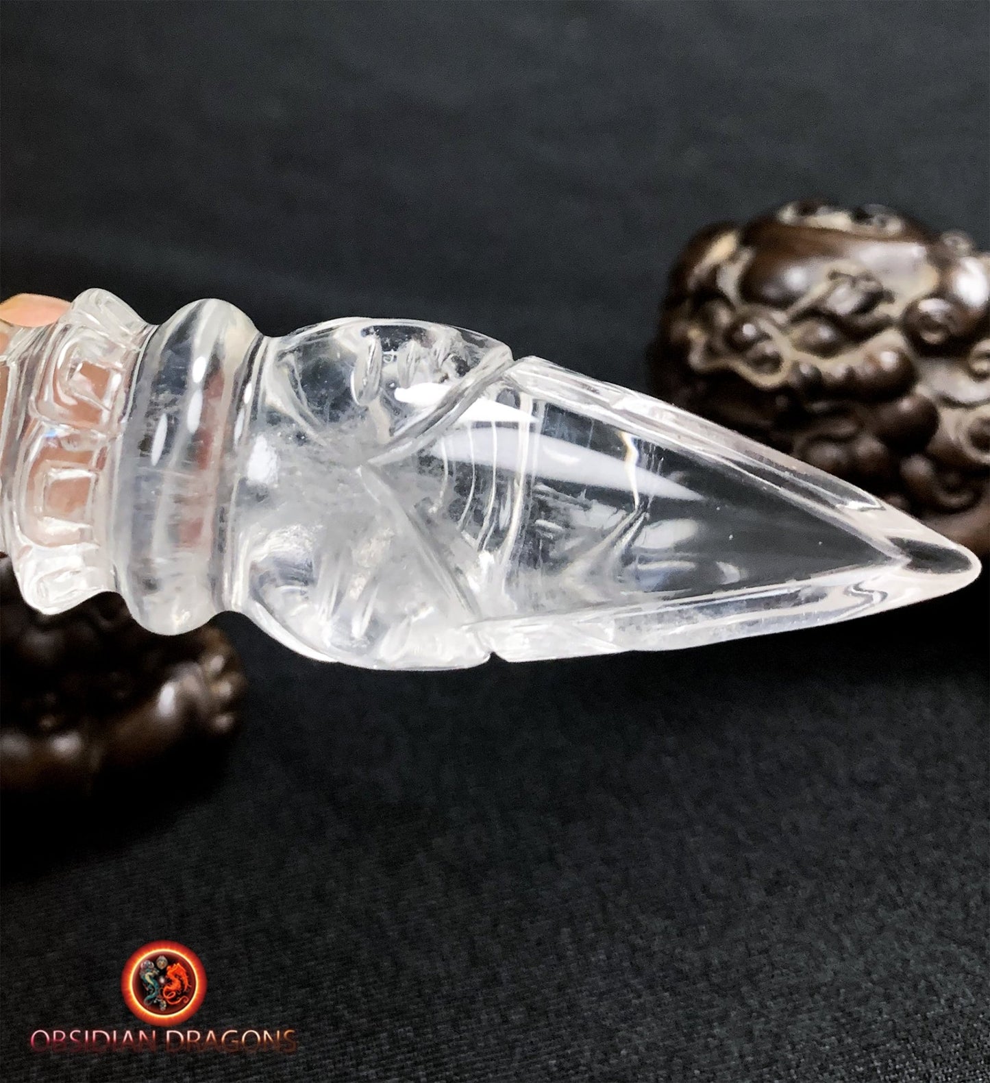 Dague Phurba en cristal de roche- Qualité gemme