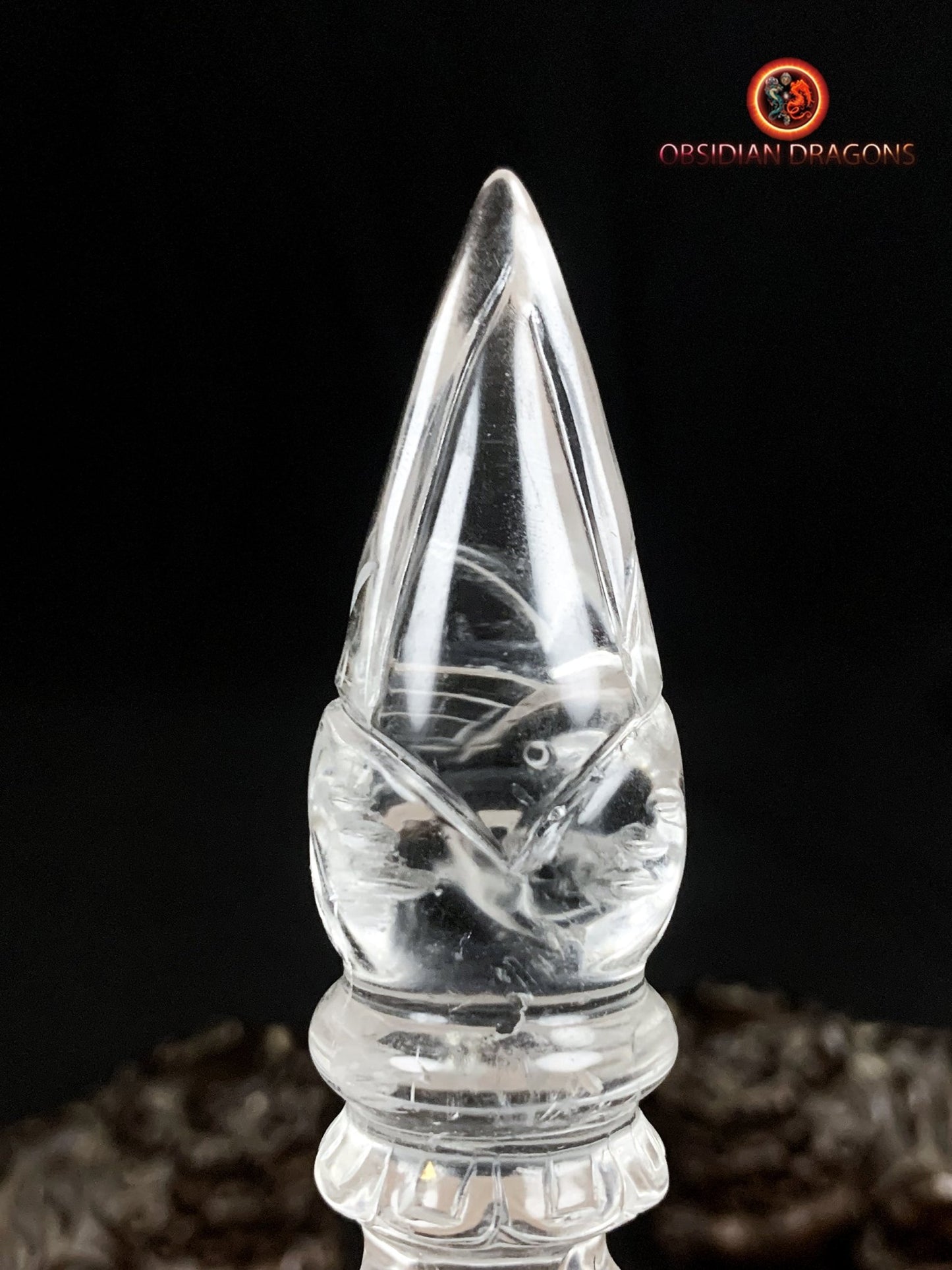 Dague Phurba en cristal de roche- Qualité gemme