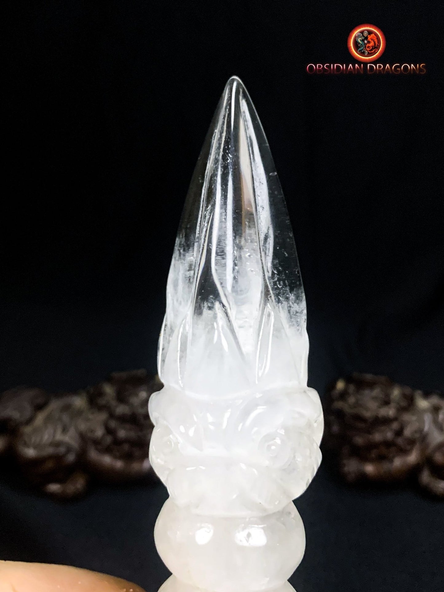 Phurba en cristal de roche- Terrasser les démons