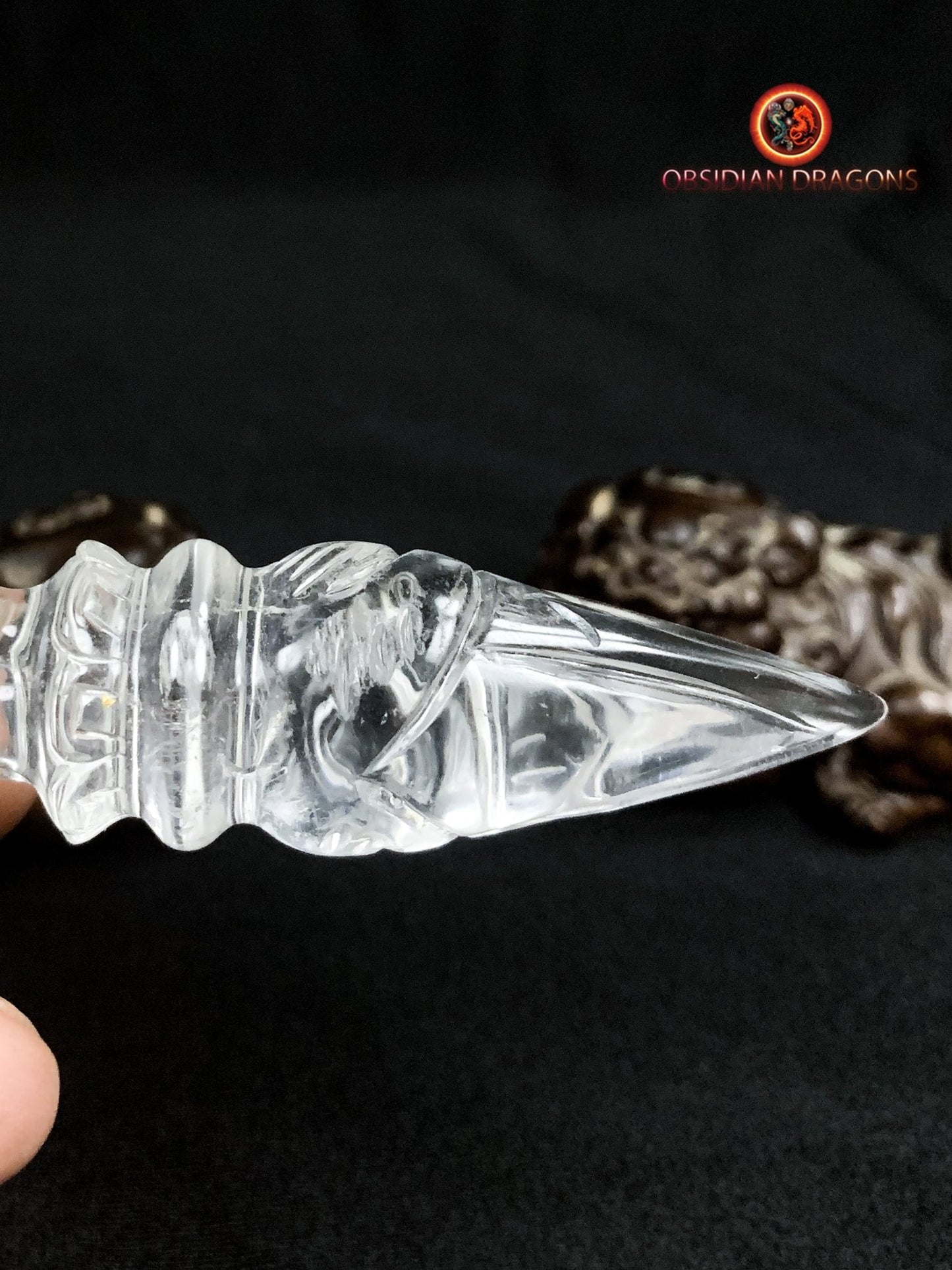 Dague Phurba en cristal de roche- Qualité gemme