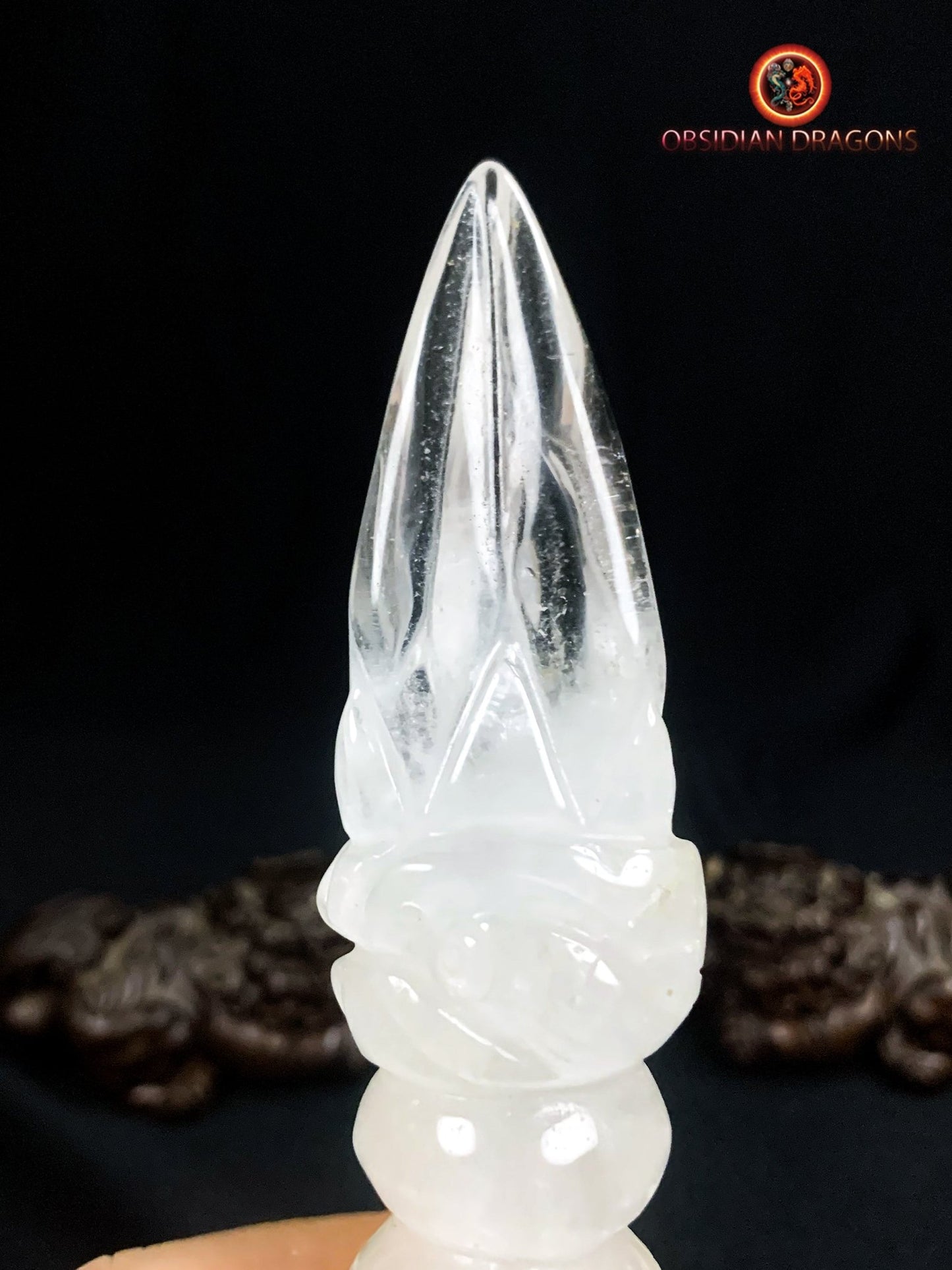 Phurba en cristal de roche- Terrasser les démons