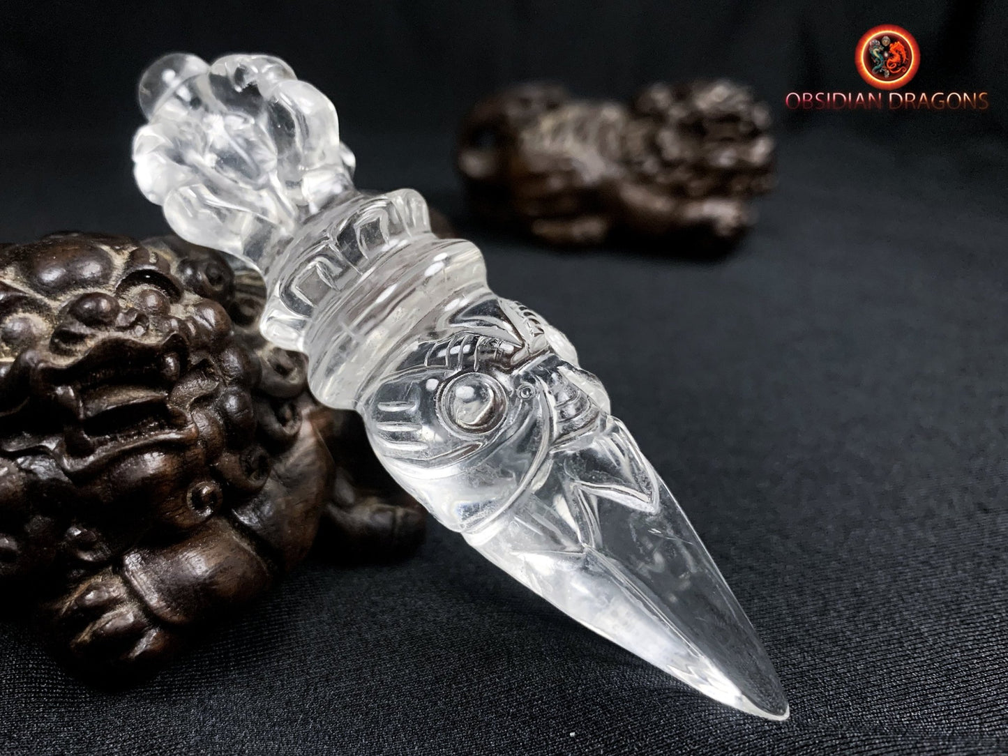 Dague Phurba en cristal de roche- Qualité gemme