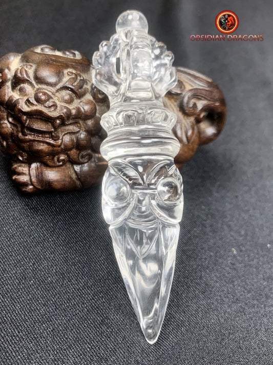 Dague Phurba en cristal de roche- Qualité gemme