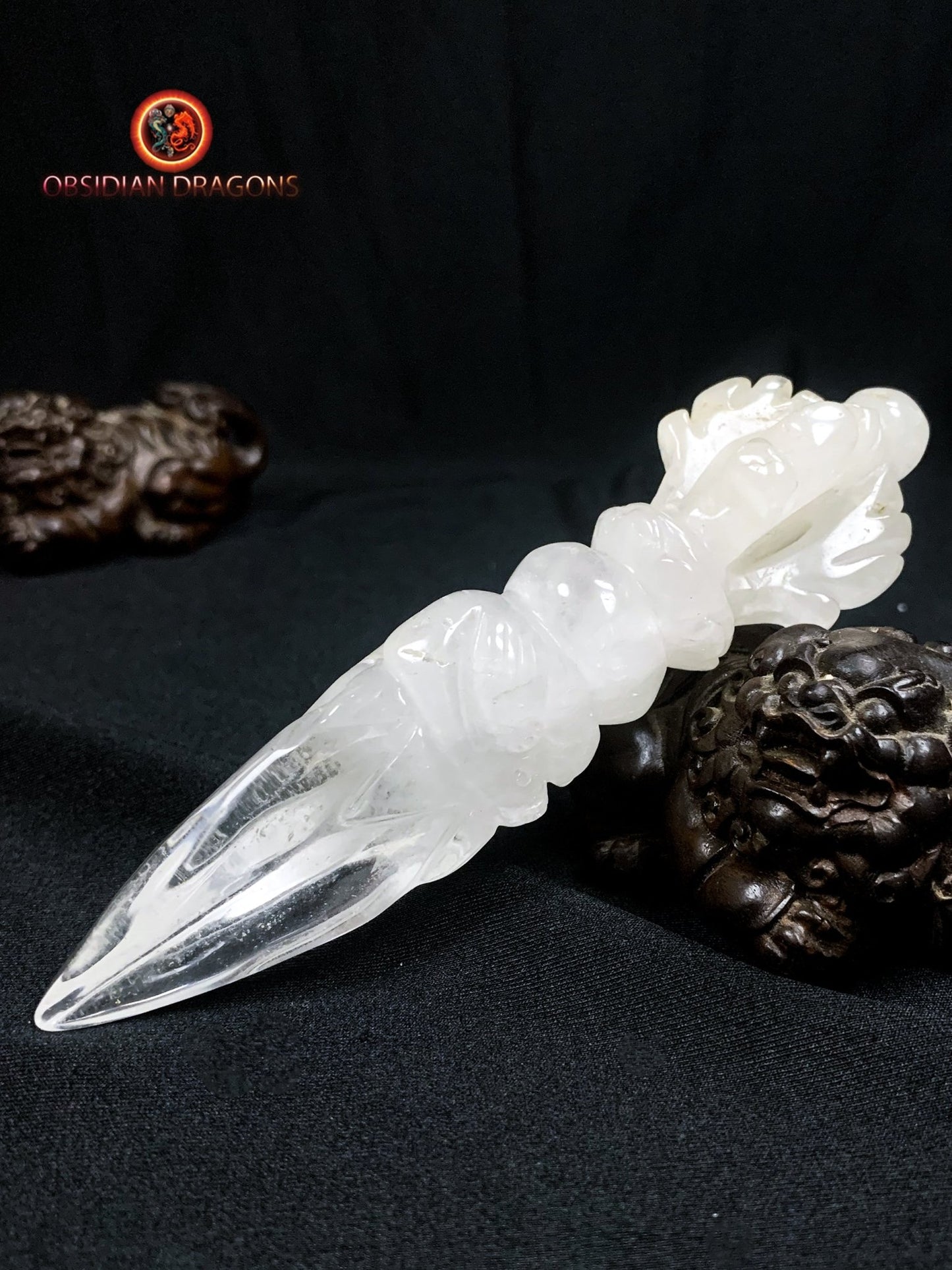 Phurba en cristal de roche- Terrasser les démons