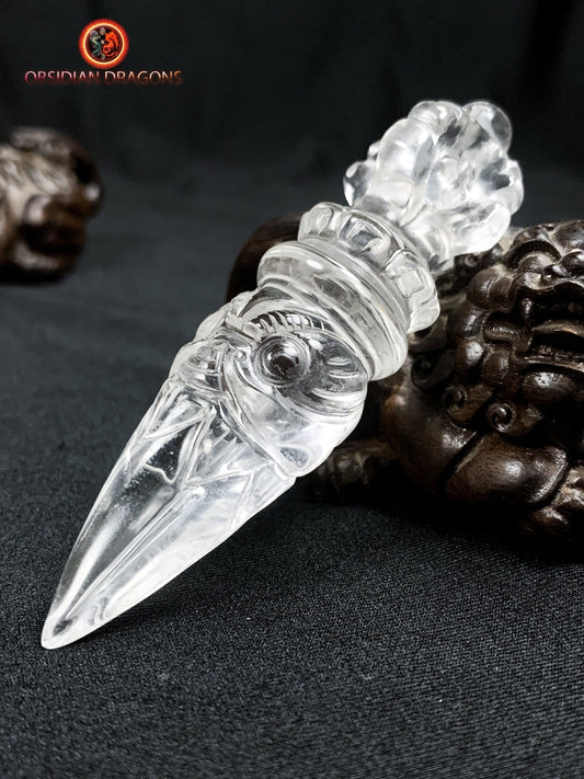 Dague Phurba en cristal de roche- Qualité gemme